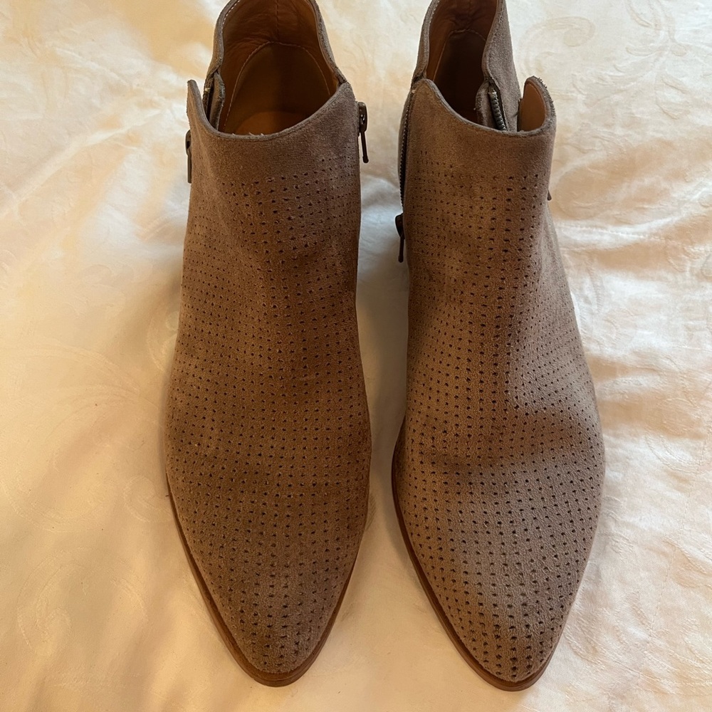 J. Crew Like New Perforated Suede Ankle Booties - Brown
